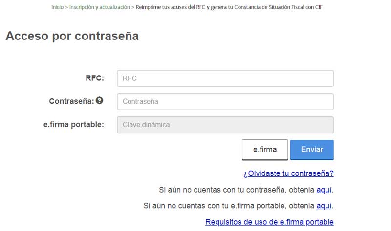 formulario pedir RFC