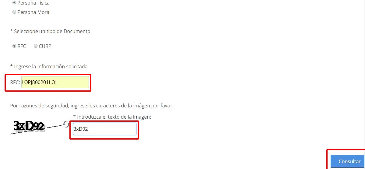 verificar RFC persona fisica